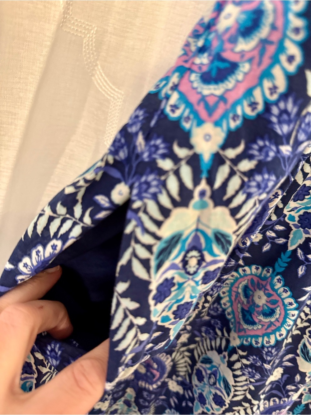 Talbots Blue Paisley Halter Maxi Dress Size 6 Sleeveless Lined Boho - Picture 11 of 16